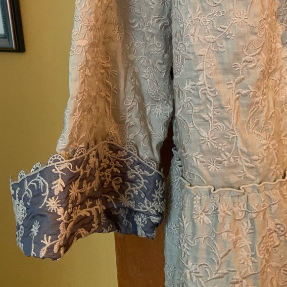 Beige grey and slate blue Peter Nygard size 14 round collar frill around waist - Picture 4 of 4